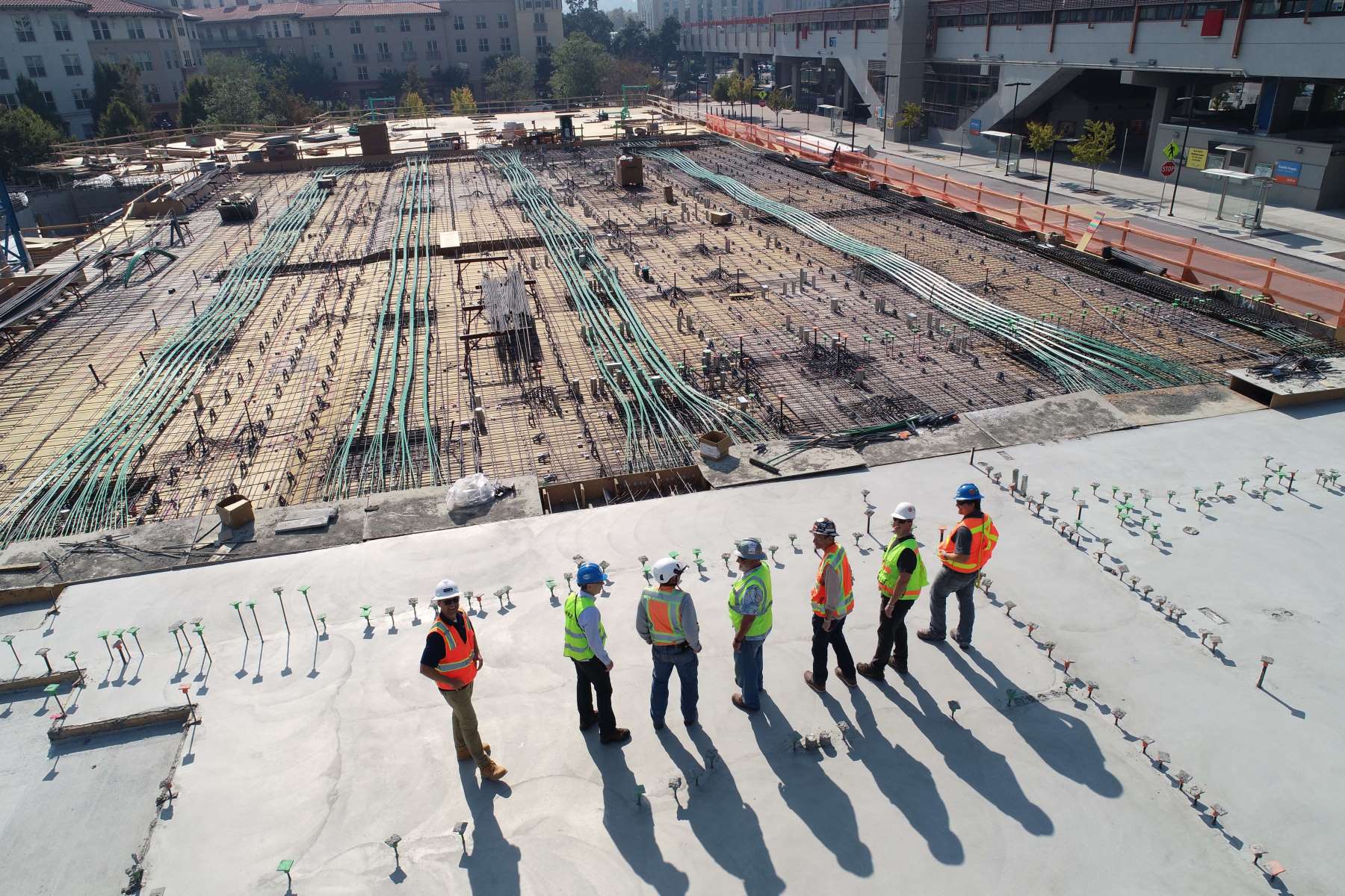 construction team onsite wearing safety gear