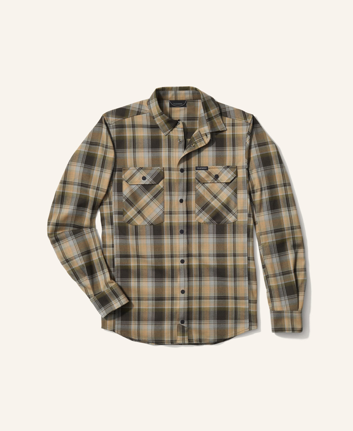 Ember Flannel Long Sleeve WerkShirt Truewerk Grey/Peat Plaid #color_Grey/Peat Plaid