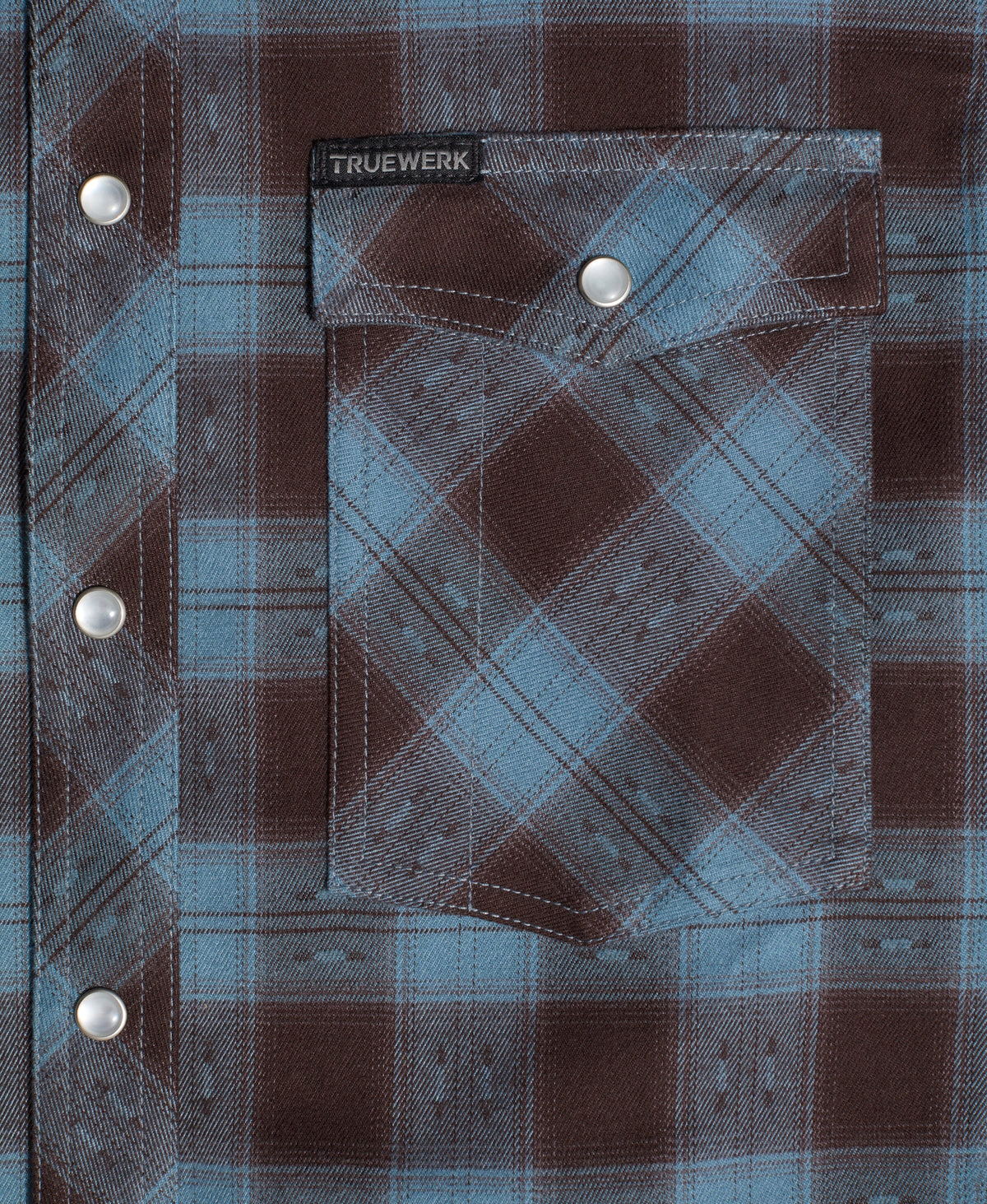 Ember Western Flannel Long Sleeve WerkShirt Truewerk #color_Blue/Brown