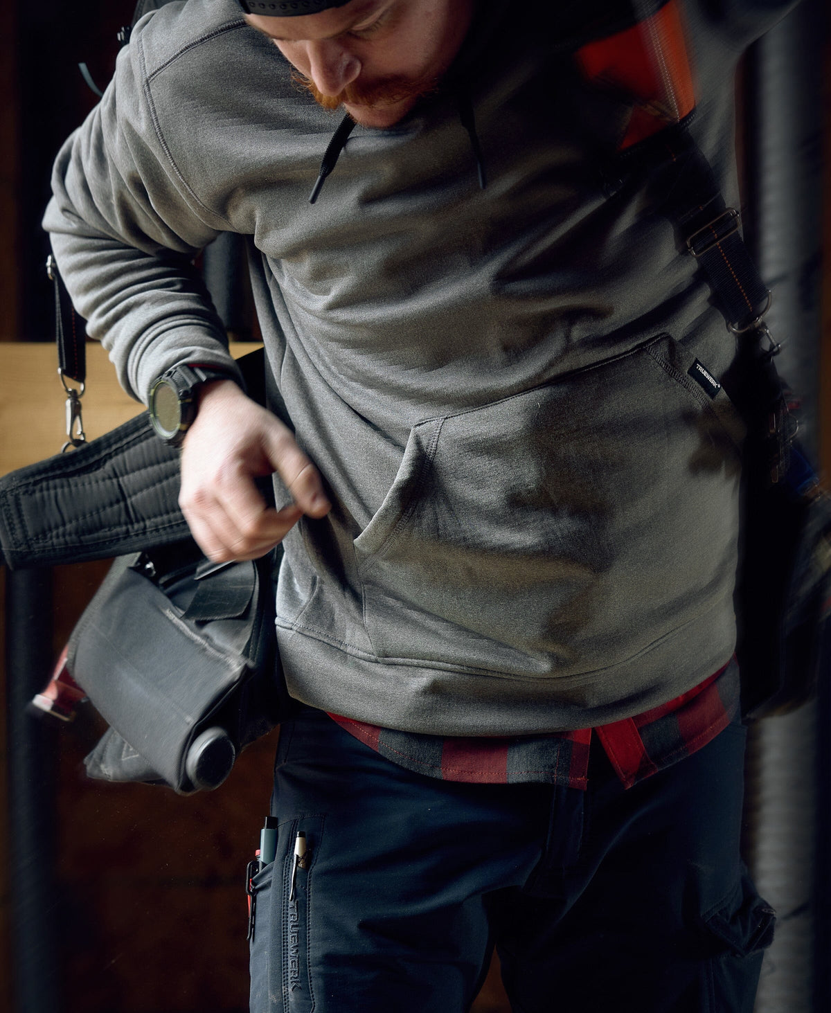 M2 Grid Pullover Hoodie - Men's Fit Truewerk #color_heathered grey